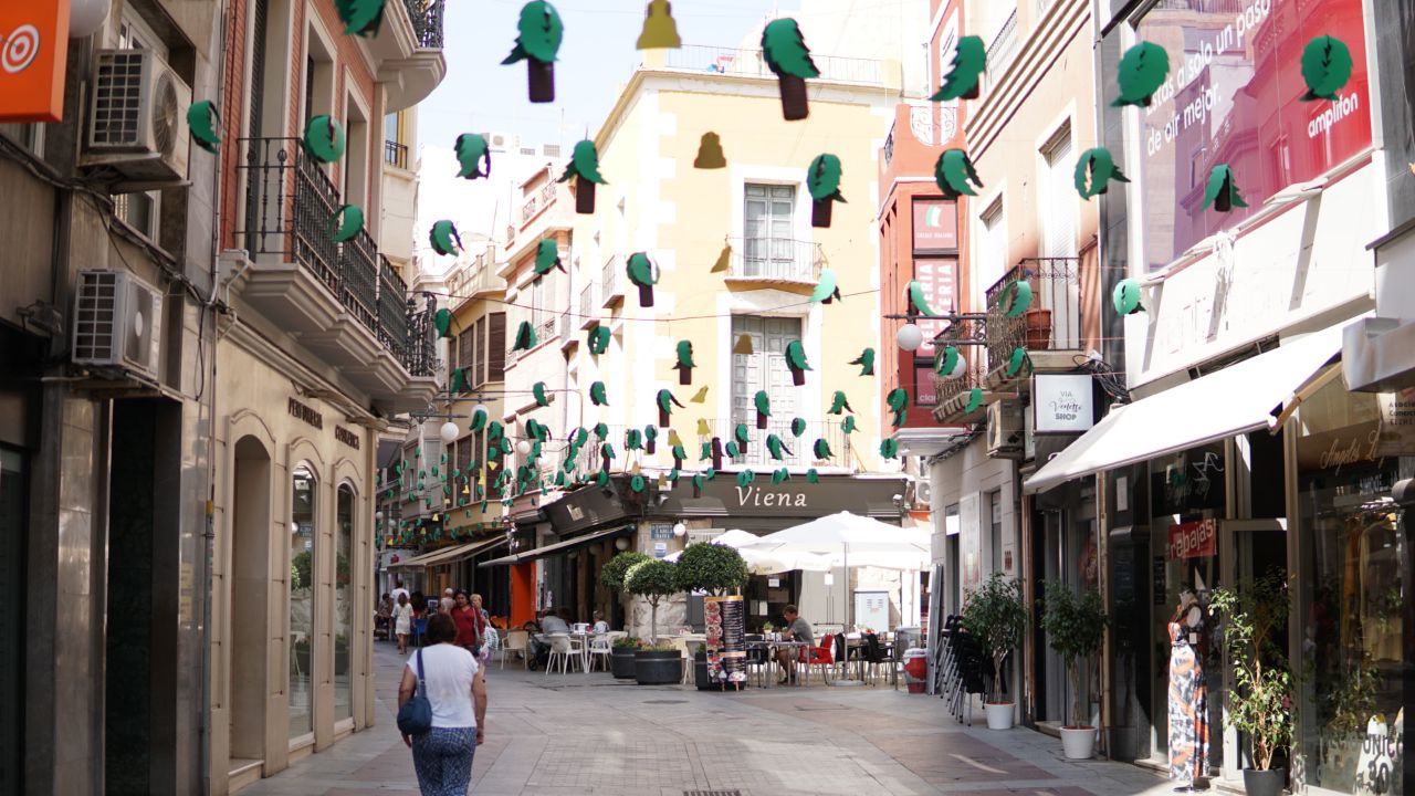 Calles engalanadas en las fiestas de Elche